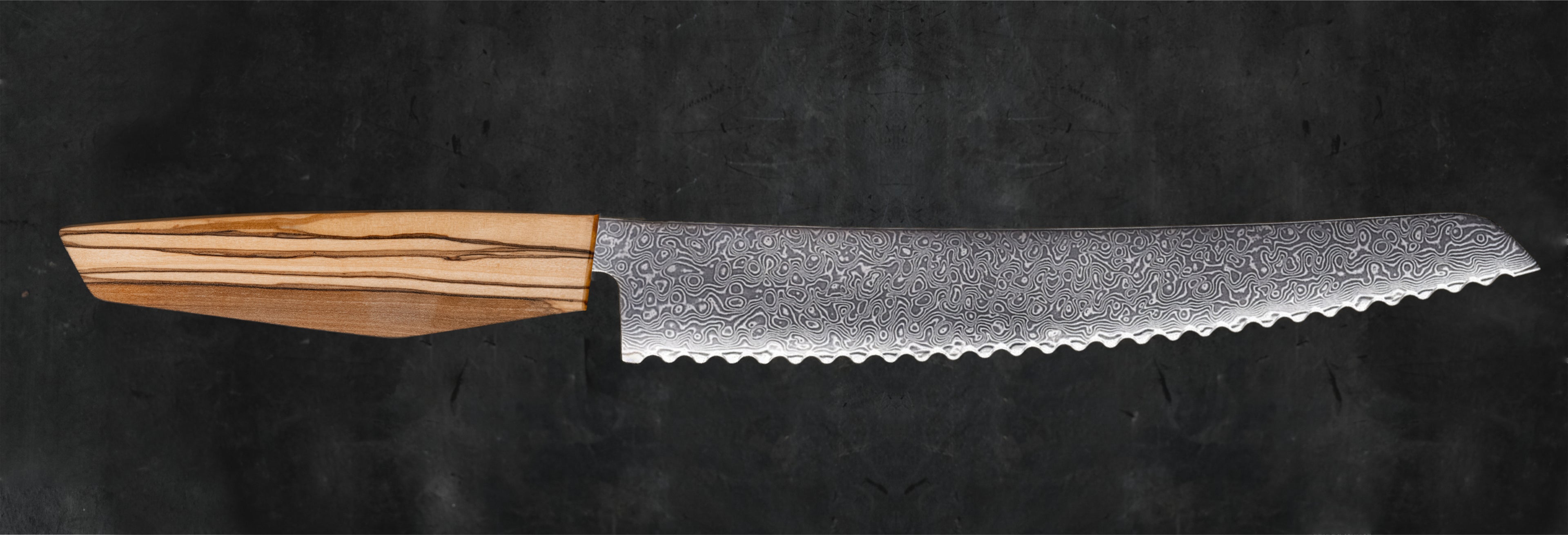 Damast Küchenmesser mit handgefertigten Holzgriffen